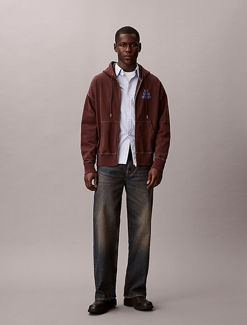 Calvin Klein Kahverengi Renkli Erkek Washed Premium Sweatshirt