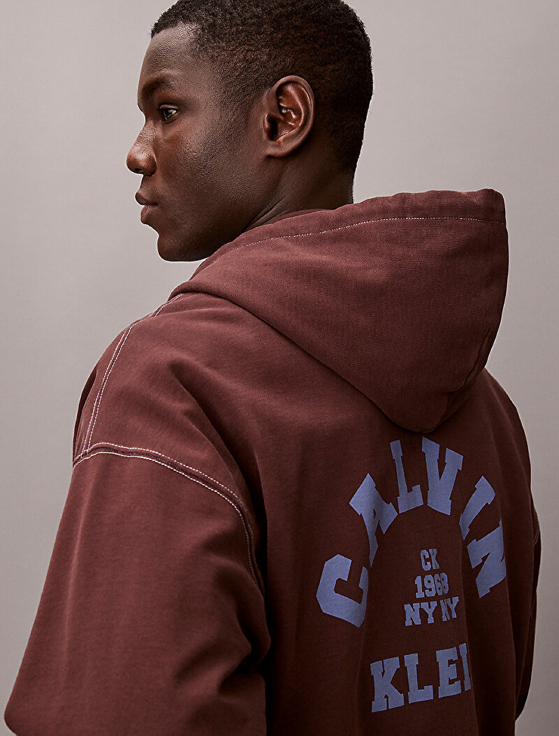 Calvin Klein Kahverengi Renkli Erkek Washed Premium Sweatshirt