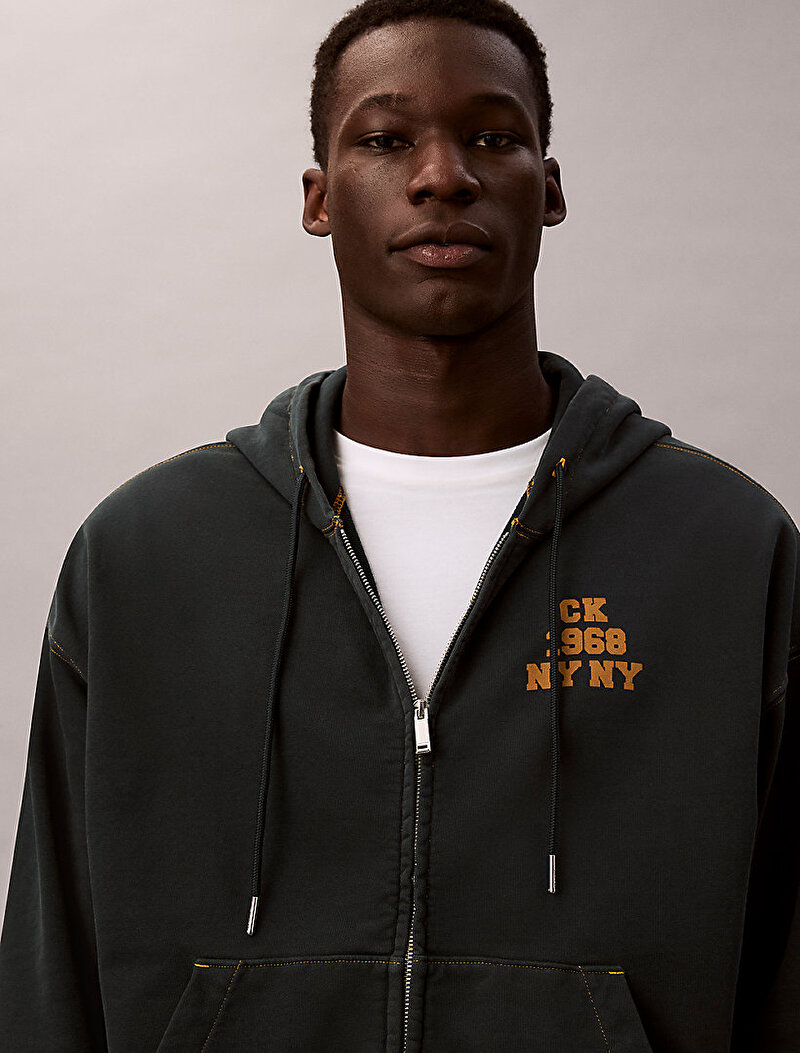 Calvin Klein Lacivert Renkli Erkek Washed Premium Sweatshirt