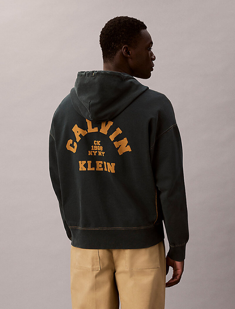 Calvin Klein Lacivert Renkli Erkek Washed Premium Sweatshirt