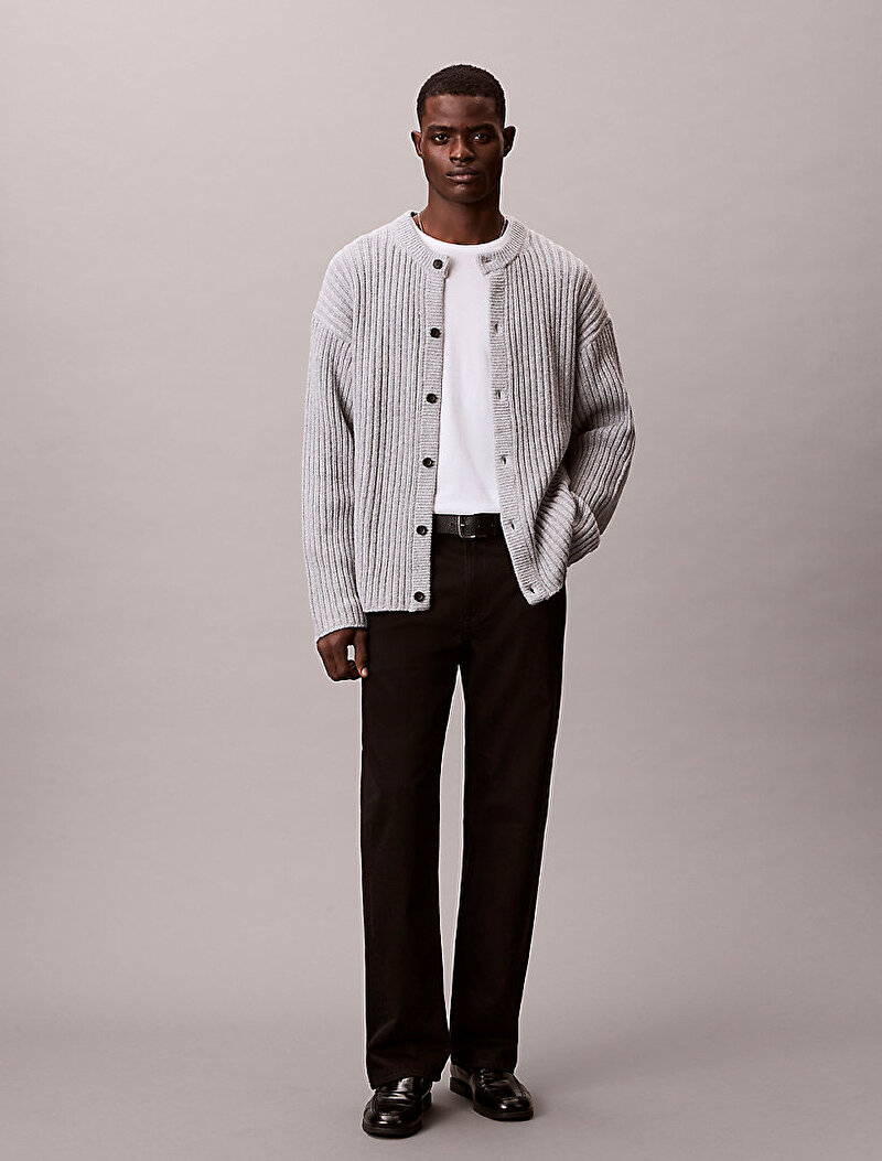 Calvin Klein Gri Renkli Erkek Chunky Cotton Kazak