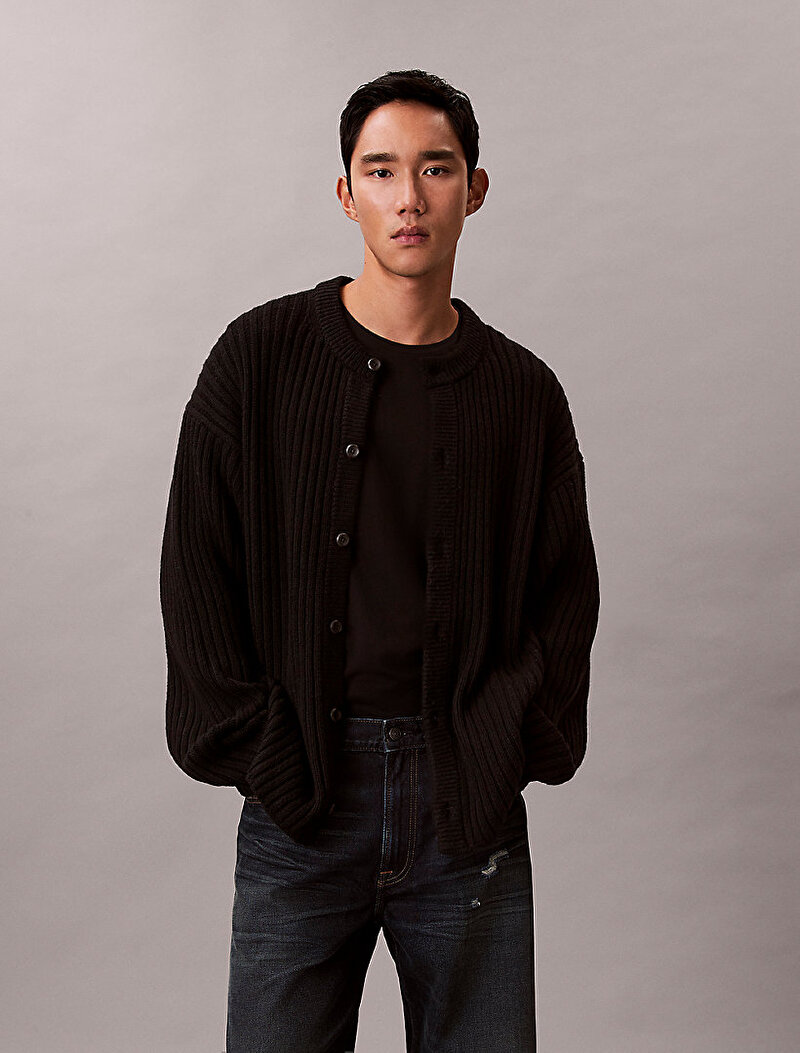 Calvin Klein Siyah Renkli Erkek Chunky Cotton Hırka