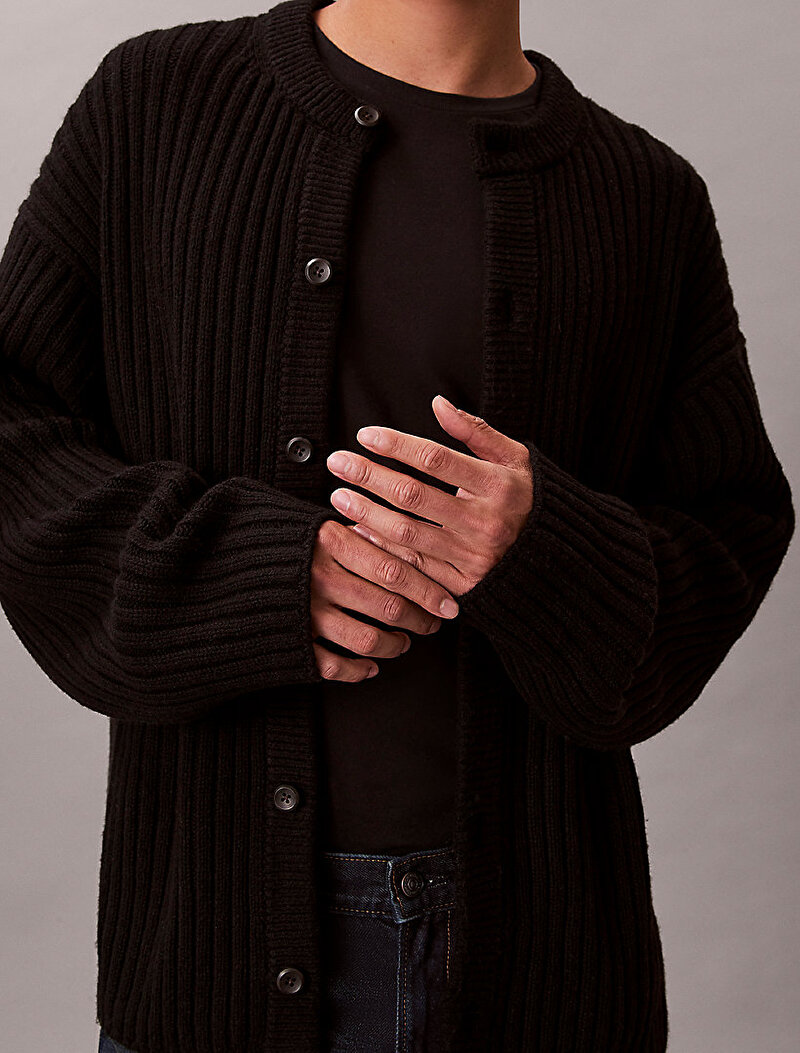 Calvin Klein Siyah Renkli Erkek Chunky Cotton Hırka