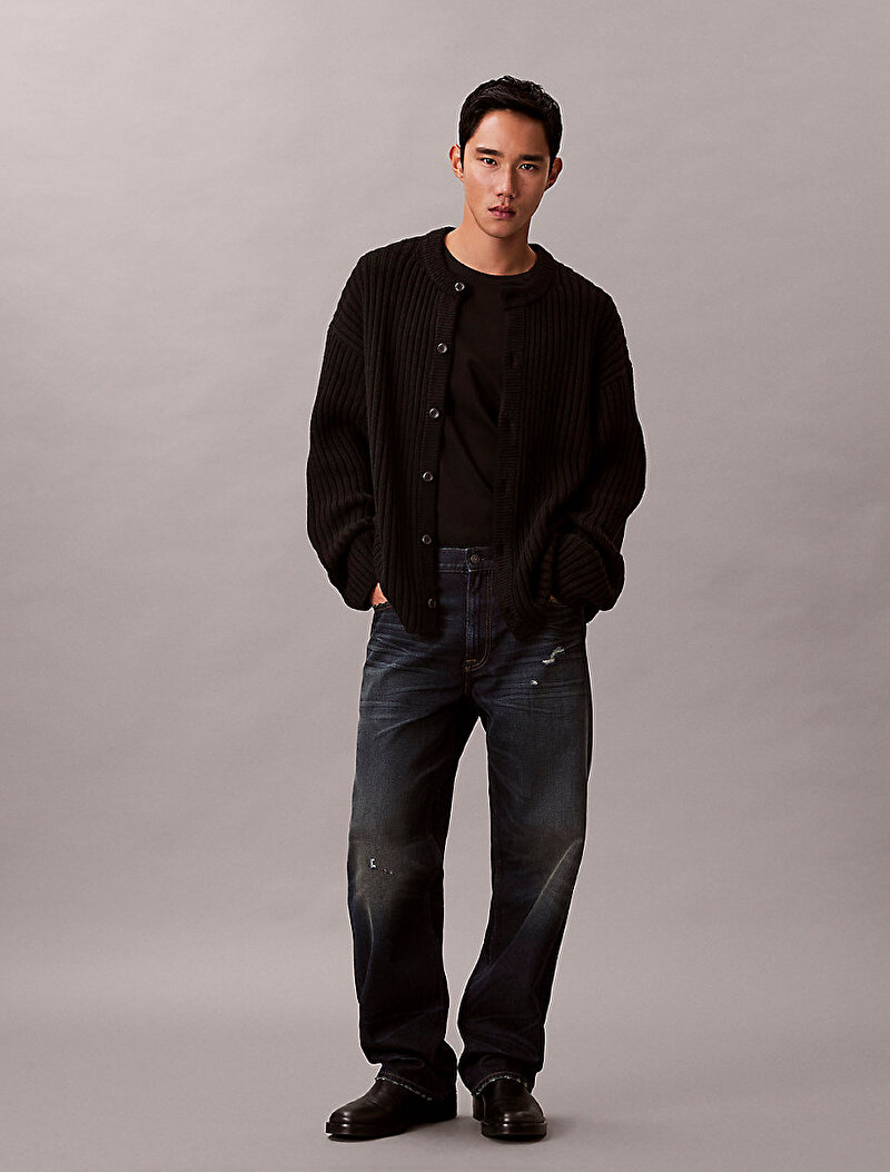 Calvin Klein Siyah Renkli Erkek Chunky Cotton Hırka