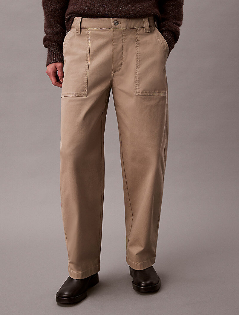 Calvin Klein Bej Renkli Erkek Barrel Utility Pantolon