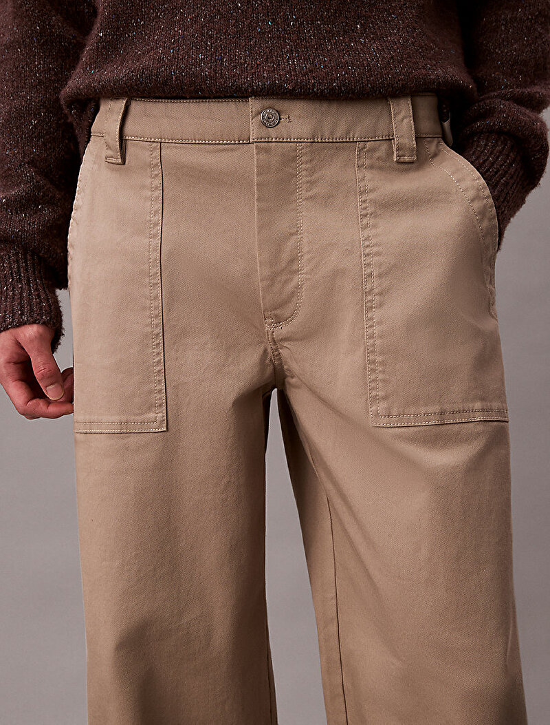 Calvin Klein Bej Renkli Erkek Barrel Utility Pantolon