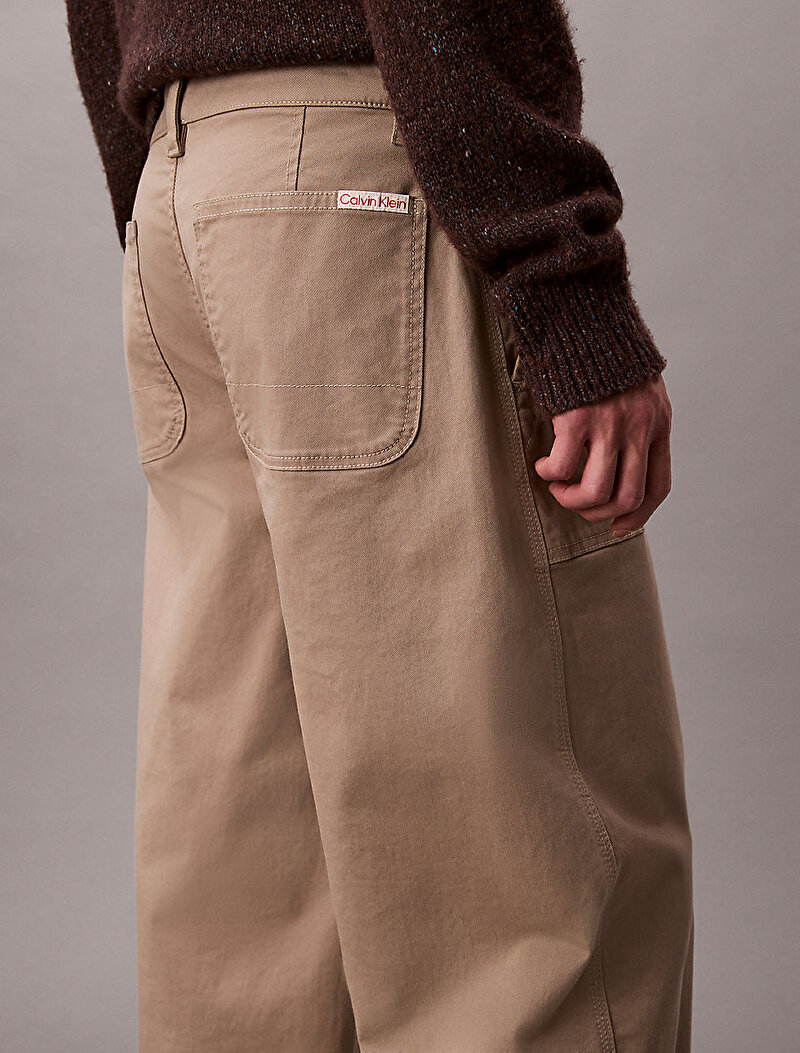 Calvin Klein Bej Renkli Erkek Barrel Utility Pantolon