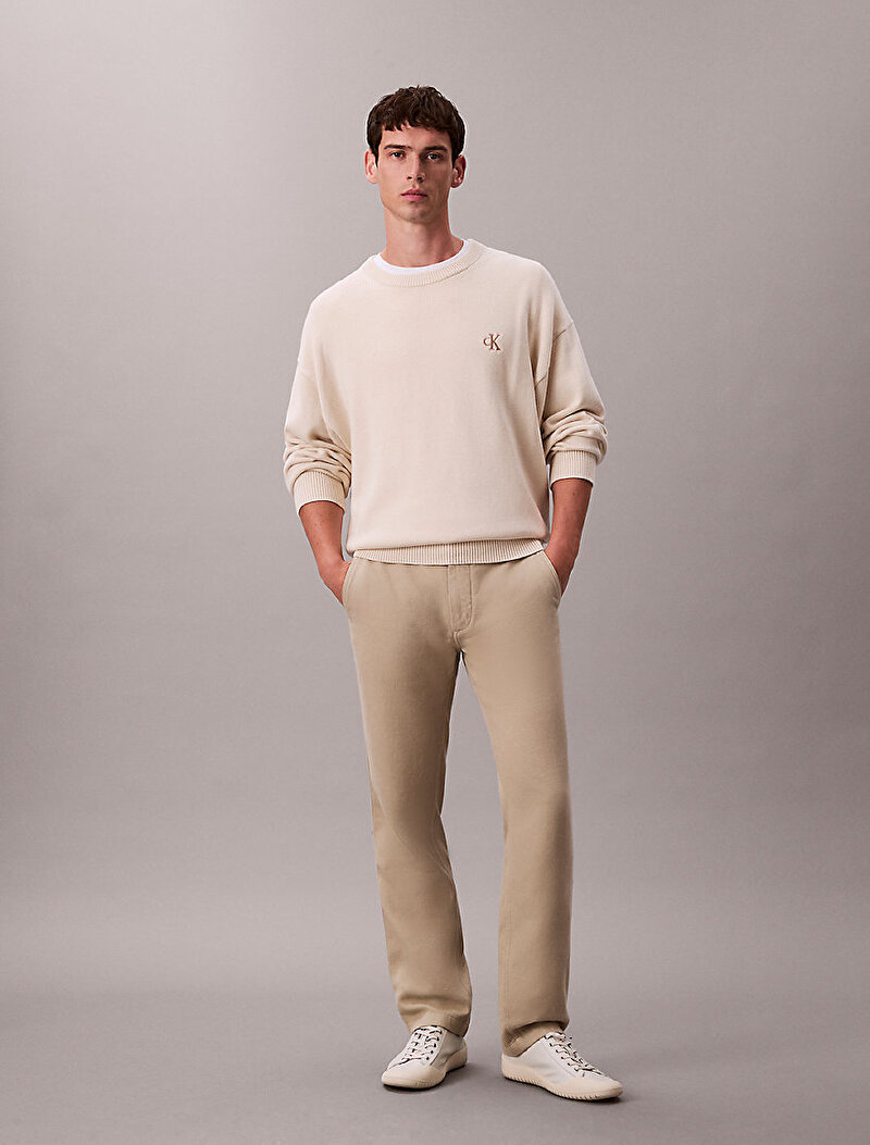 Erkek Straight Cotton Twill Pantolon