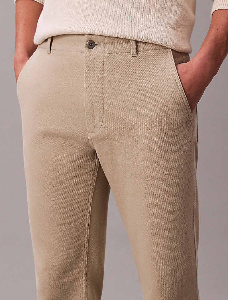 Calvin Klein Bej Renkli Erkek Straight Cotton Twill Pantolon