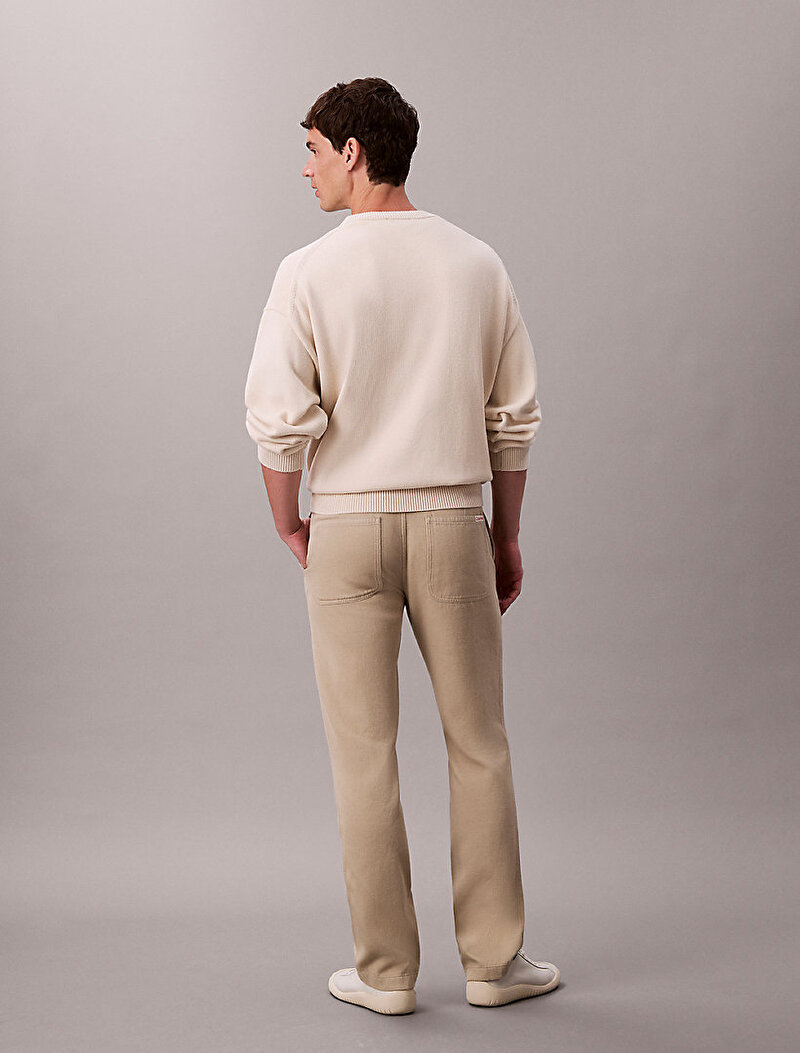Calvin Klein Bej Renkli Erkek Straight Cotton Twill Pantolon