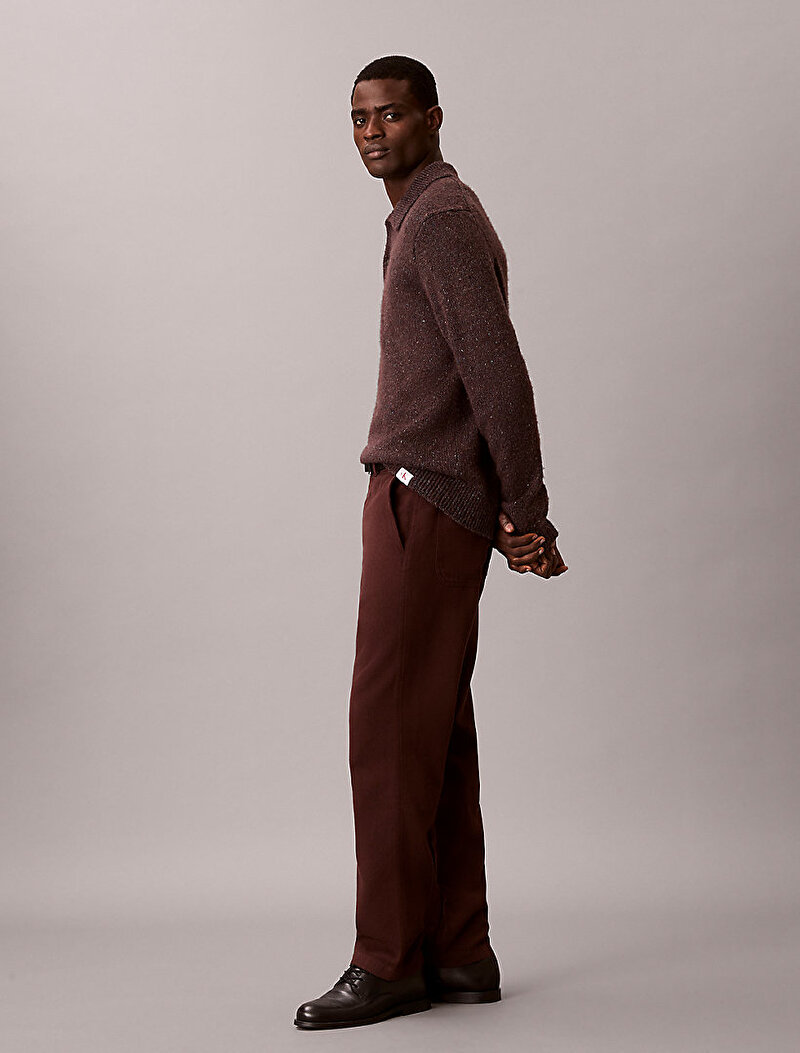 Calvin Klein Kahverengi Renkli Erkek Straight Cotton Twill Pantolon