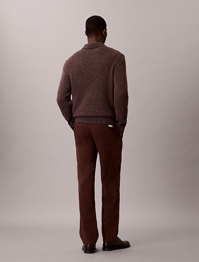 Calvin Klein Kahverengi Renkli Erkek Straight Cotton Twill Pantolon