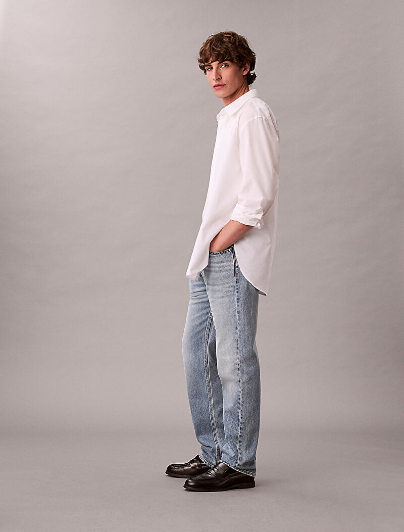 Calvin Klein Beyaz Renkli Erkek Standard Staight Shilih Jean Pantolon