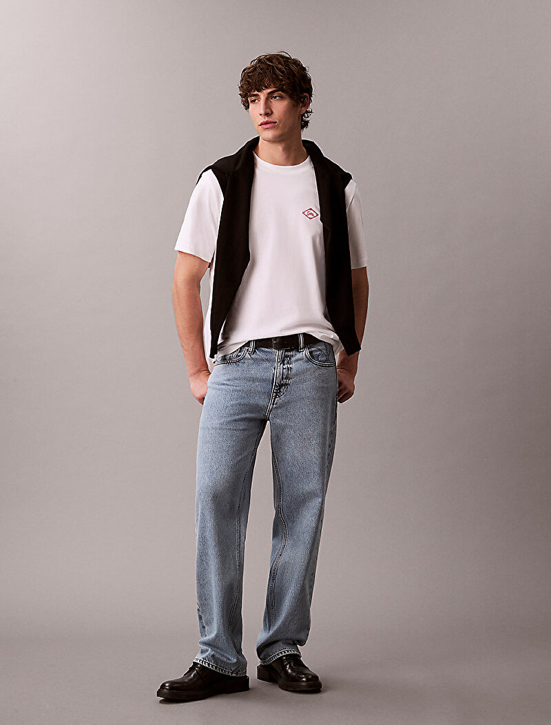 Calvin Klein Beyaz Renkli Erkek 20s Calvin Match T-shirt