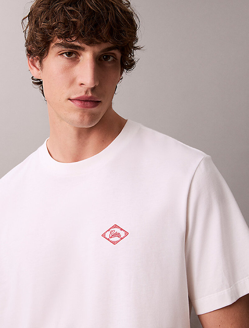 Calvin Klein Beyaz Renkli Erkek 20s Calvin Match T-shirt
