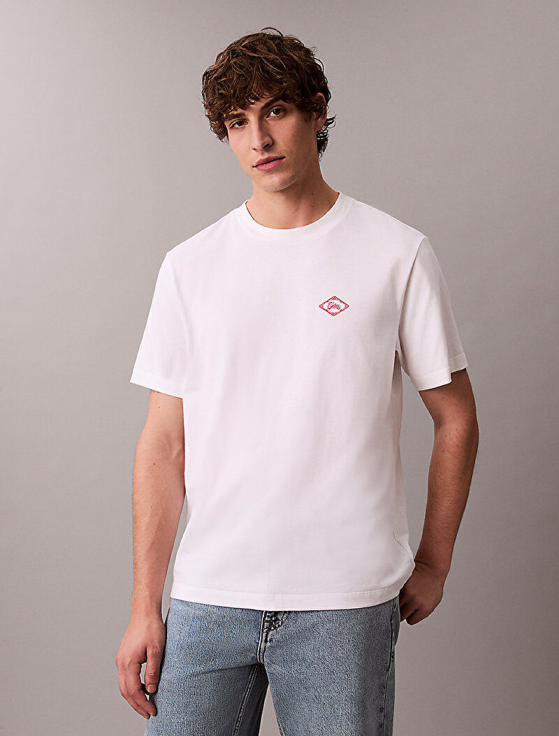 Calvin Klein Beyaz Renkli Erkek 20s Calvin Match T-shirt