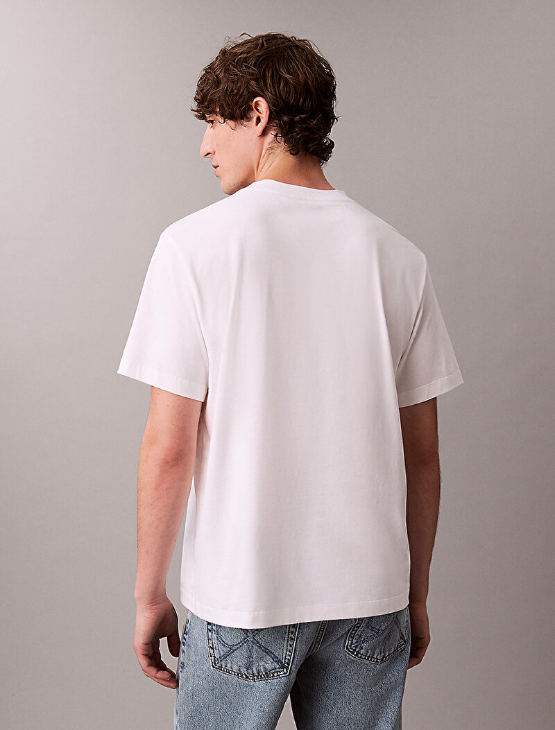 Calvin Klein Beyaz Renkli Erkek 20s Calvin Match T-shirt