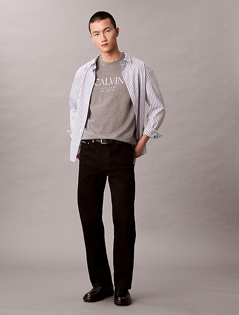 Calvin Klein Gri Renkli Erkek 20s Calvin T-shirt
