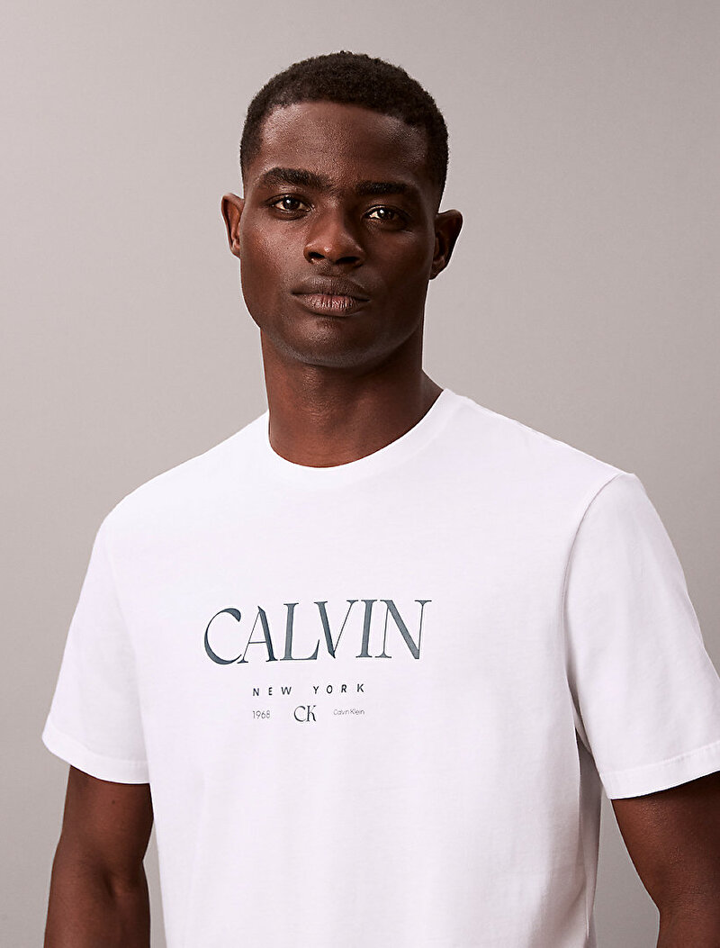 Calvin Klein Beyaz Renkli Erkek 20s Calvin T-shirt