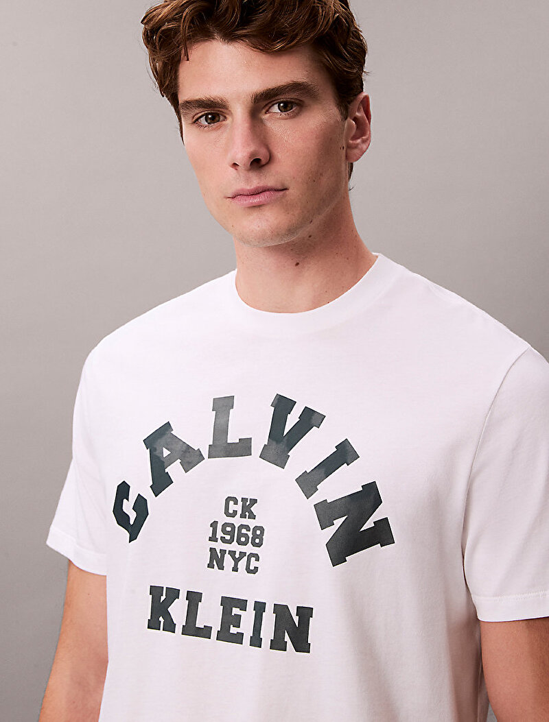 Calvin Klein Beyaz Renkli Erkek 20s Calvin T-shirt