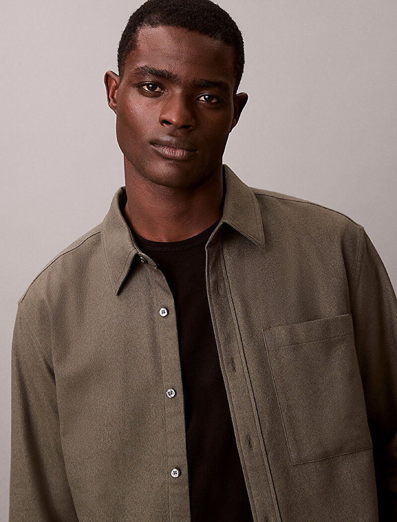 Calvin Klein Yeşil Renkli Erkek Melange Flannel Gömlek