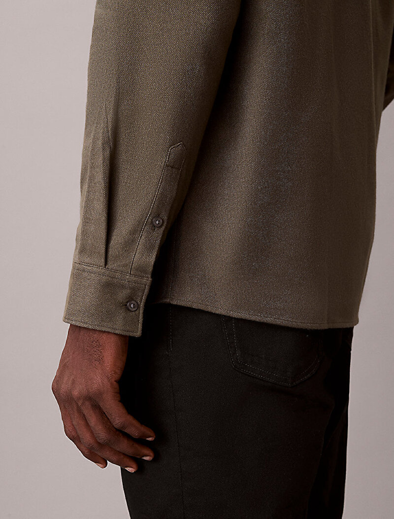 Calvin Klein Yeşil Renkli Erkek Melange Flannel Gömlek