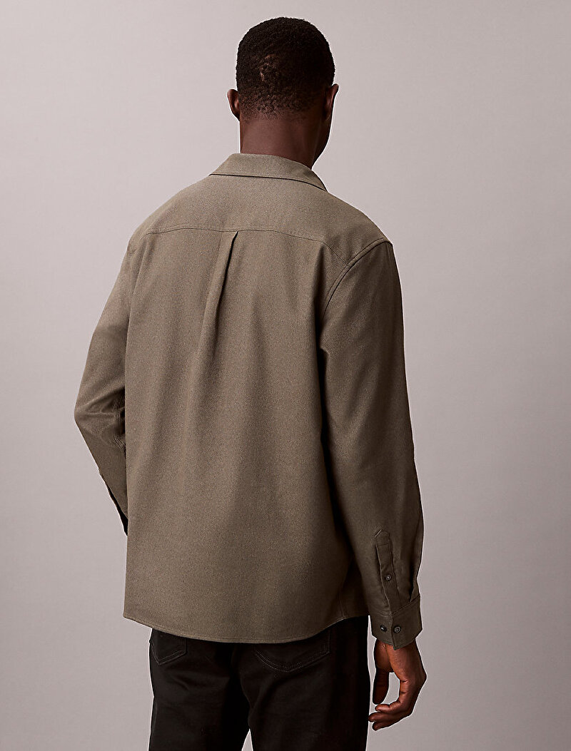 Calvin Klein Yeşil Renkli Erkek Melange Flannel Gömlek