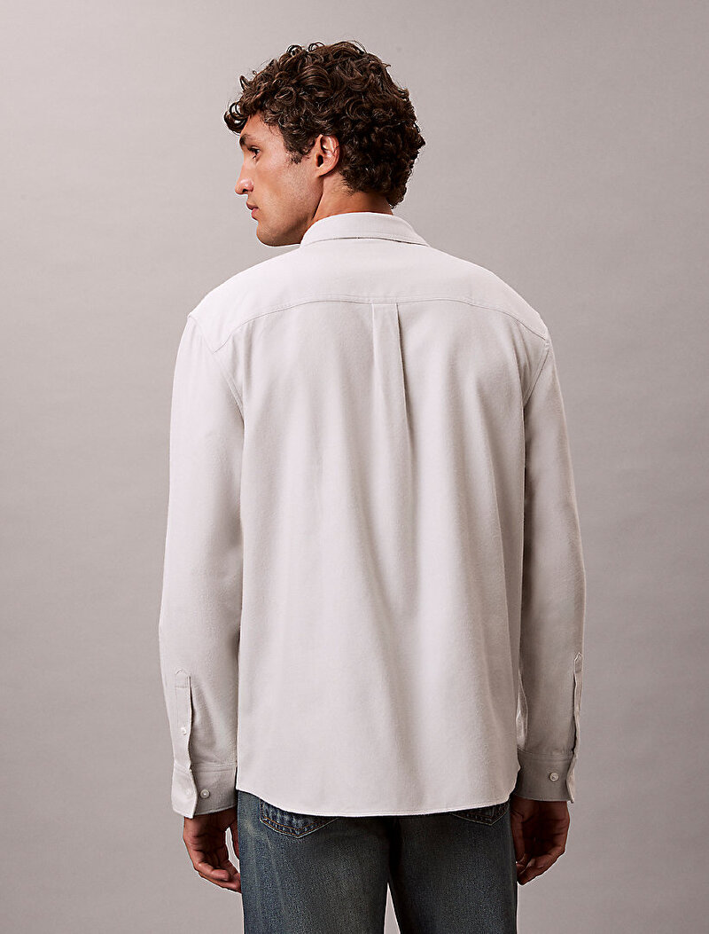 Calvin Klein Gri Renkli Erkek Melange Flannel Gömlek