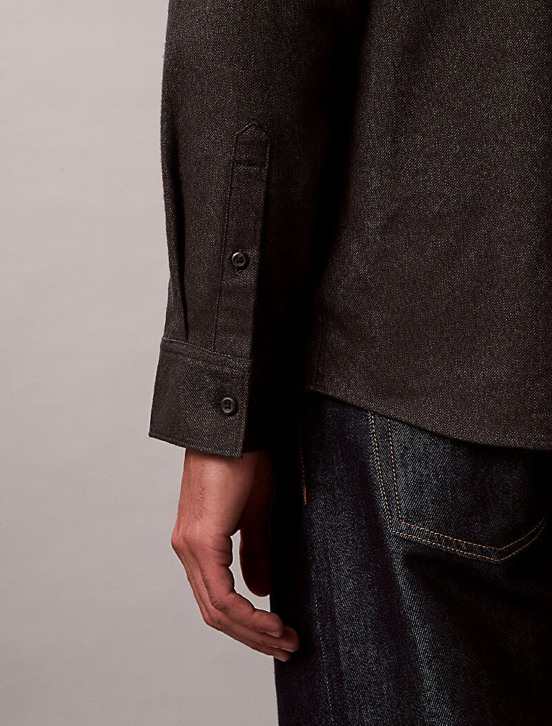 Calvin Klein Siyah Renkli Erkek Melange Flannel Gömlek