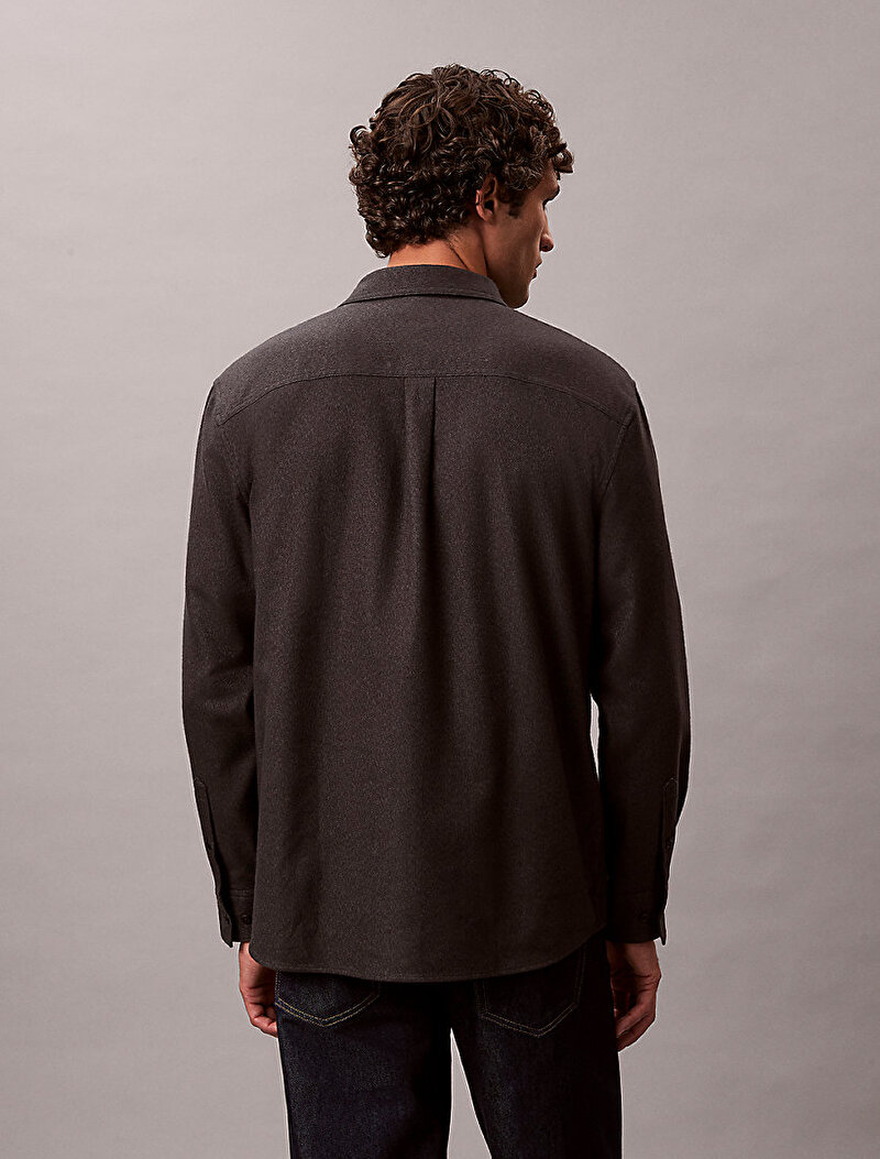 Calvin Klein Siyah Renkli Erkek Melange Flannel Gömlek