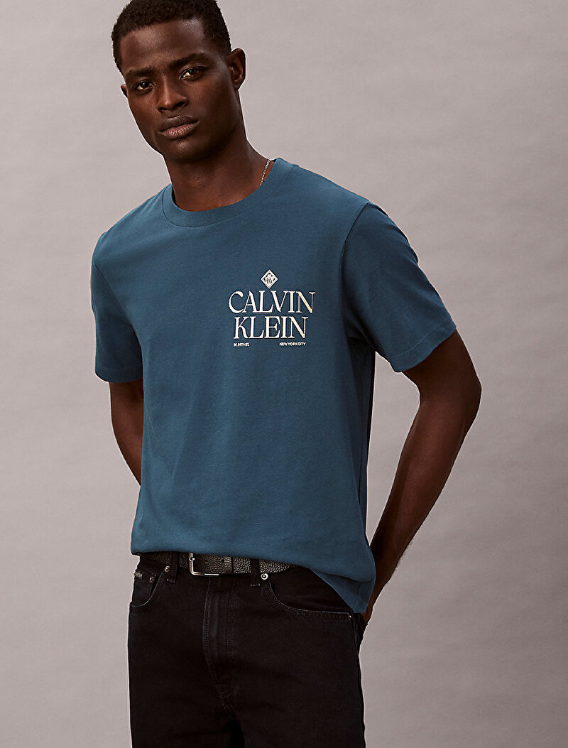 Calvin Klein Lacivert Renkli Erkek 20s Calvin Roses T-shirt