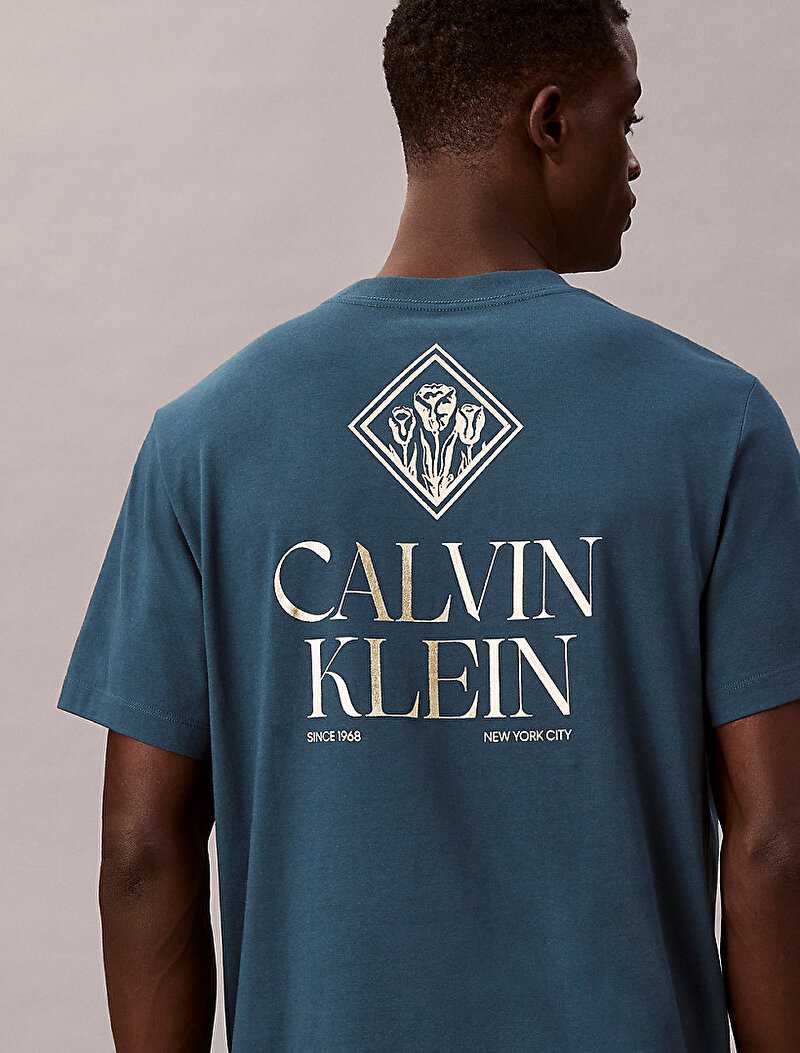 Calvin Klein Lacivert Renkli Erkek 20s Calvin Roses T-shirt