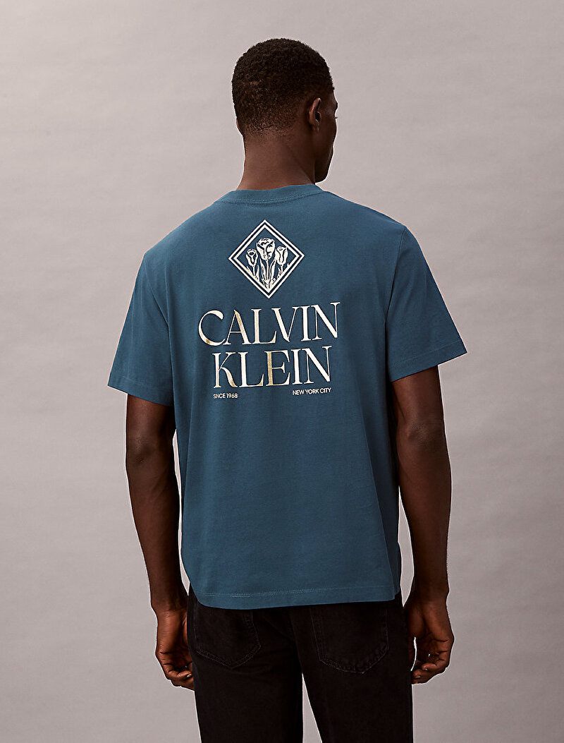 Calvin Klein Lacivert Renkli Erkek 20s Calvin Roses T-shirt