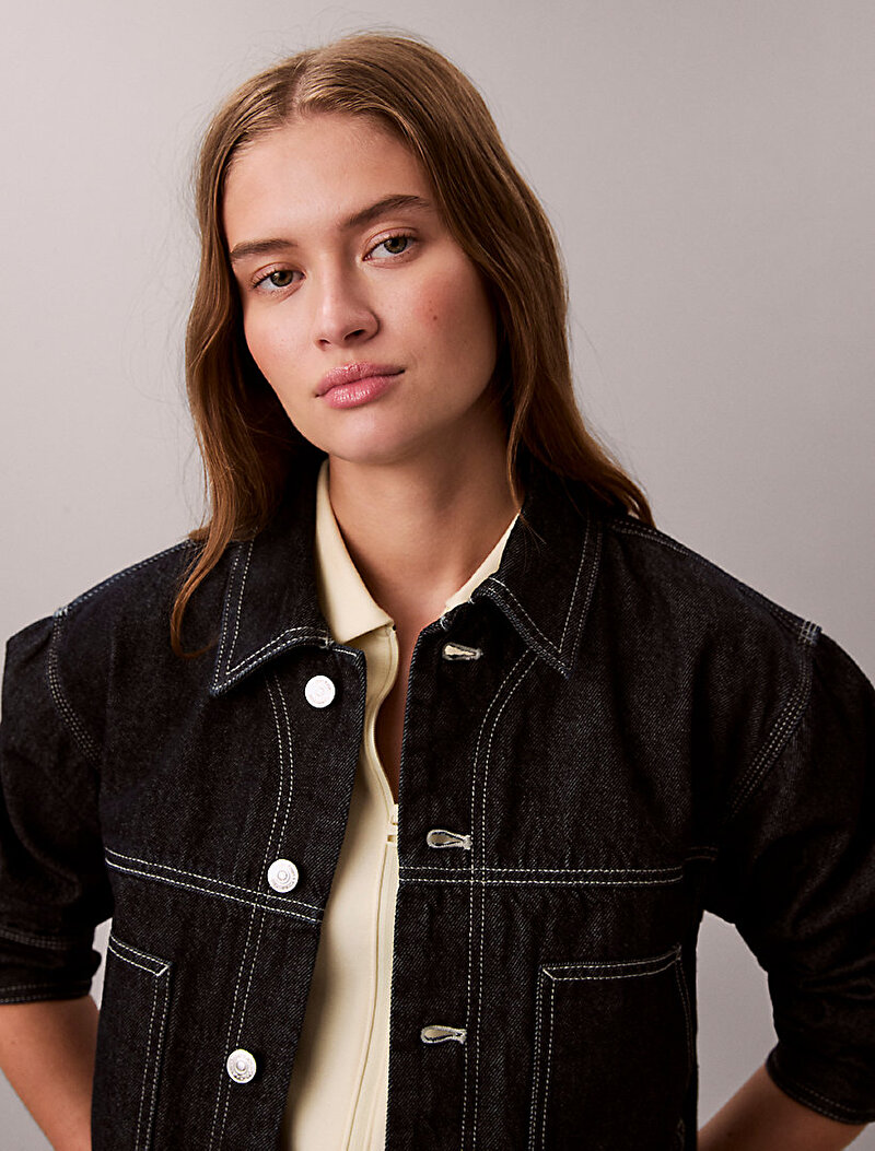 Calvin Klein Lacivert Renkli Kadın Workwear Denim Ceket