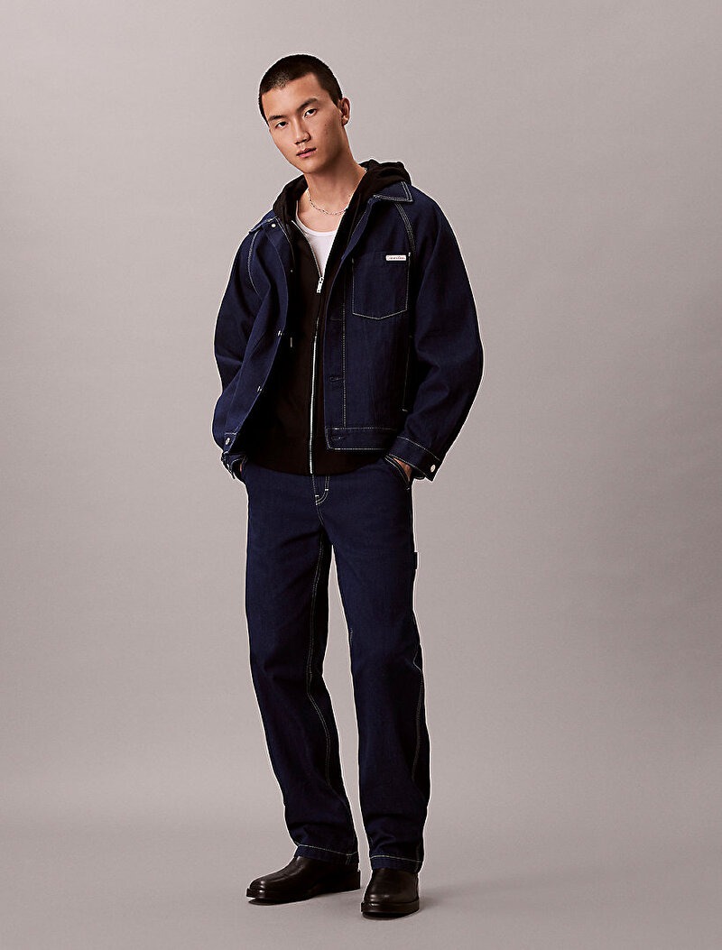 Calvin Klein Lacivert Renkli Erkek Darted Carpenter Jean Pantolon