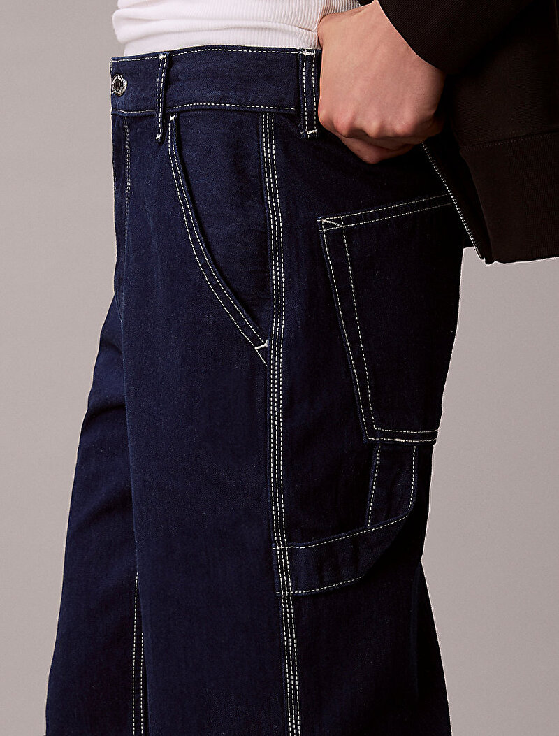 Calvin Klein Lacivert Renkli Erkek Darted Carpenter Jean Pantolon