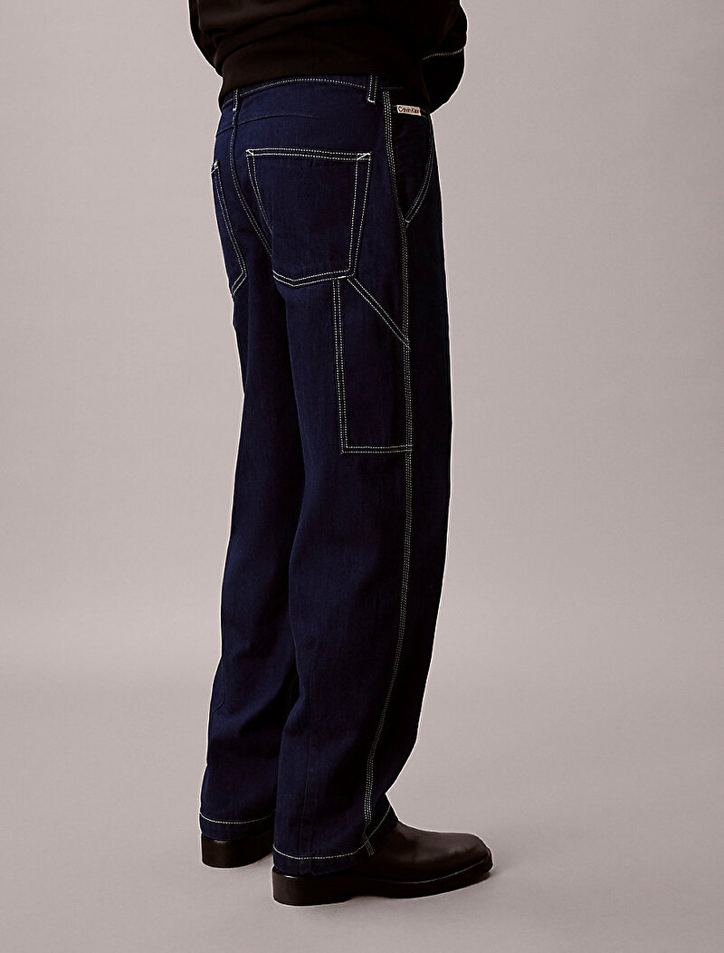 Calvin Klein Lacivert Renkli Erkek Darted Carpenter Jean Pantolon