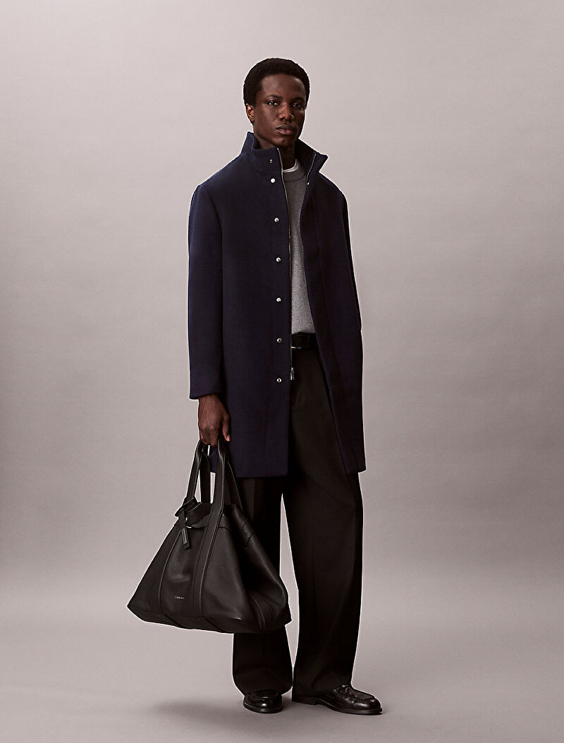 Calvin Klein Lacivert Renkli Erkek Wool Blend Kaban