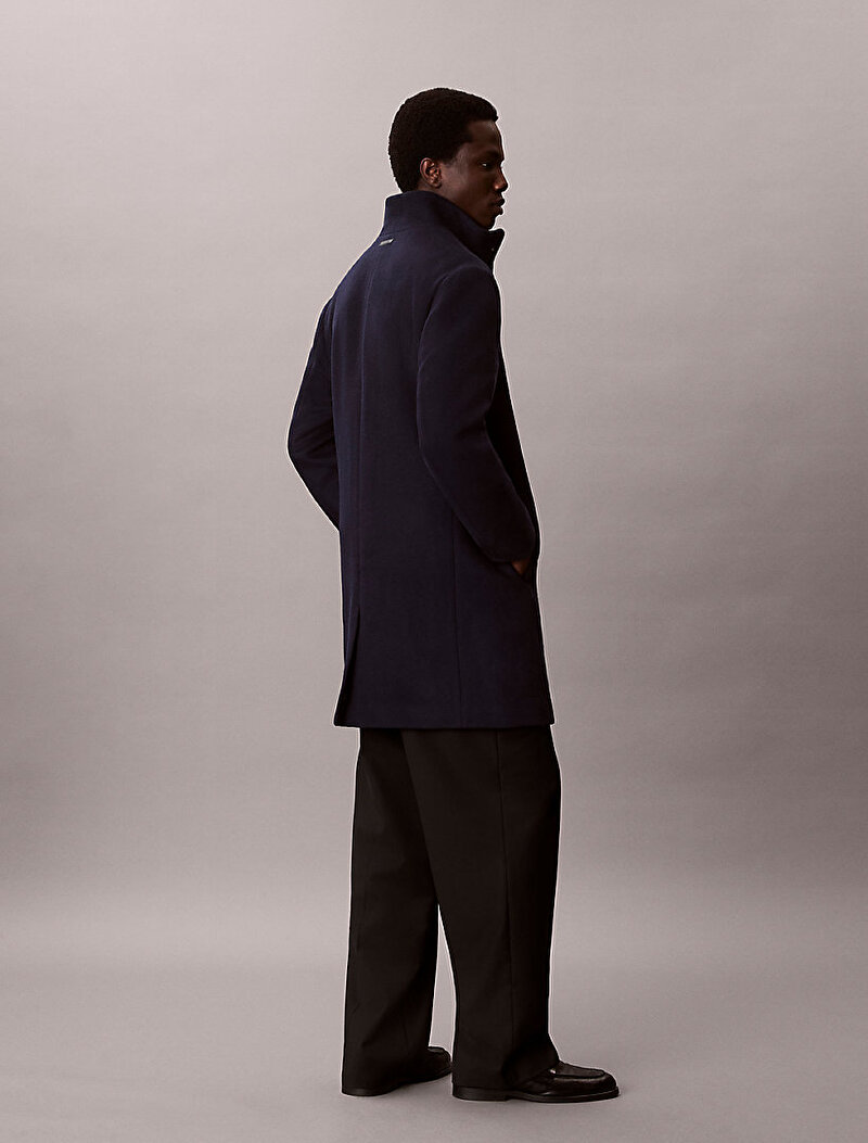 Calvin Klein Lacivert Renkli Erkek Wool Blend Kaban