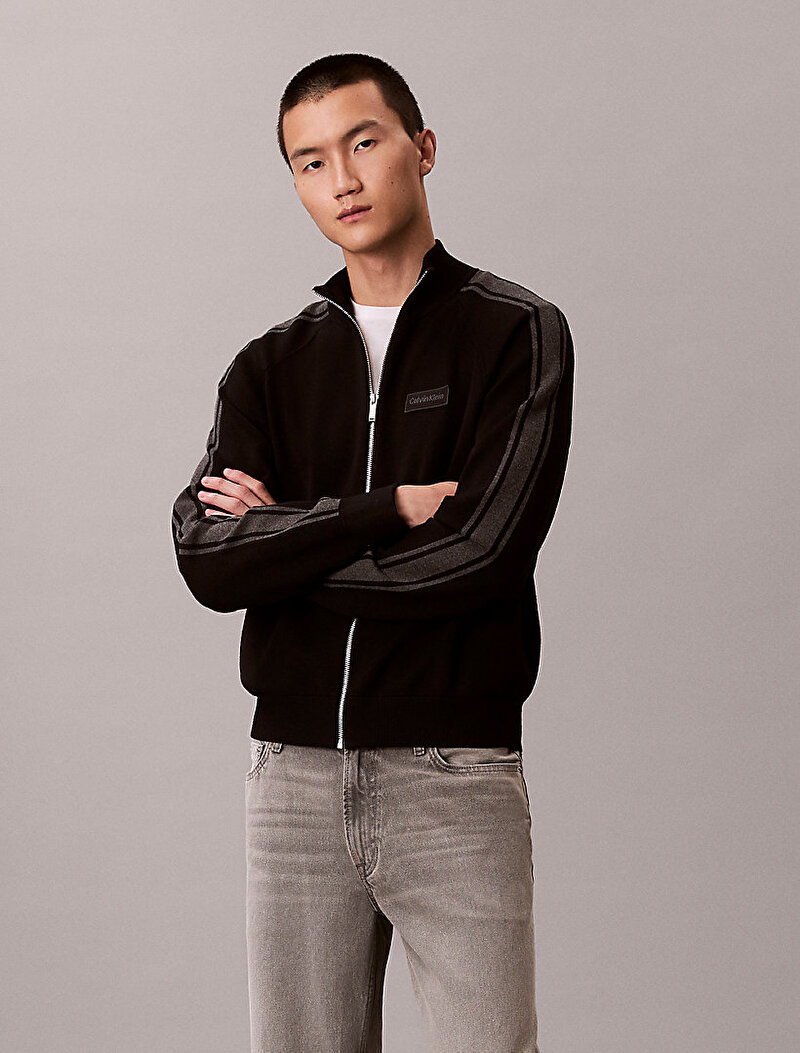 Calvin Klein Siyah Renkli Erkek Tech Knit Track Hırka