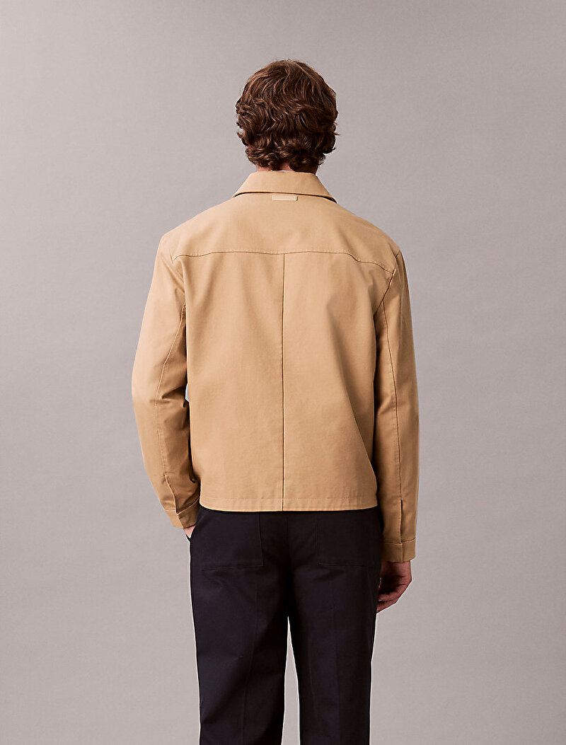 Calvin Klein Bej Renkli Erkek Cotton Dobby Ceket