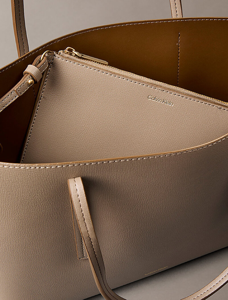 Calvin Klein Bej Renkli Kadın Foil Logo Small Tote Çanta