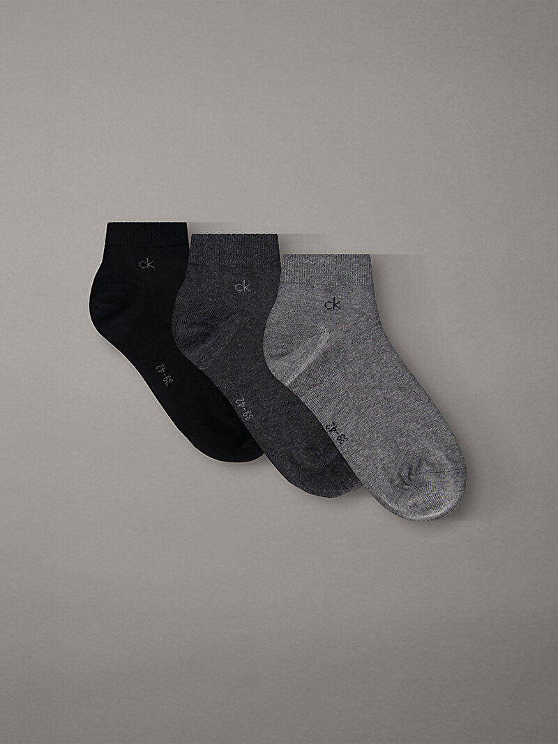 Calvin Klein Gri Renkli Erkek CK Quarter 3'lü Paket Çorap