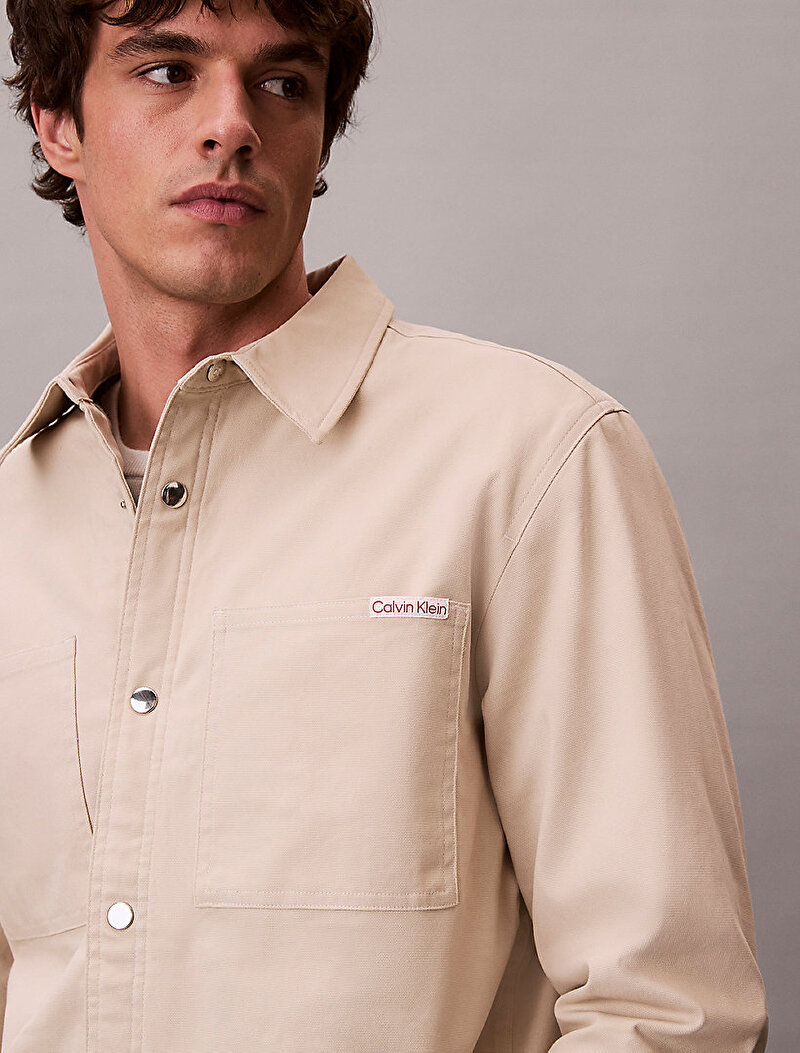 Calvin Klein Bej Renkli Erkek Matty Canvas Relaxed Ceket