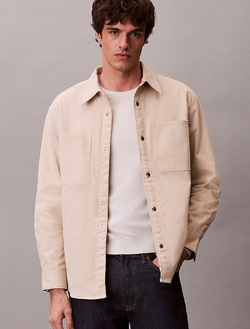 Calvin Klein Bej Renkli Erkek Matty Canvas Relaxed Ceket