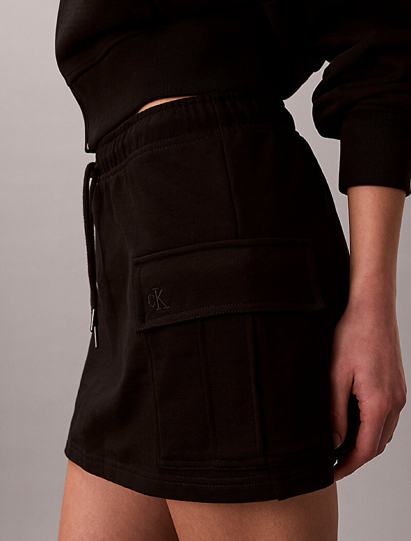 Calvin Klein Siyah Renkli Kadın Monogram Terry Cargo Etek