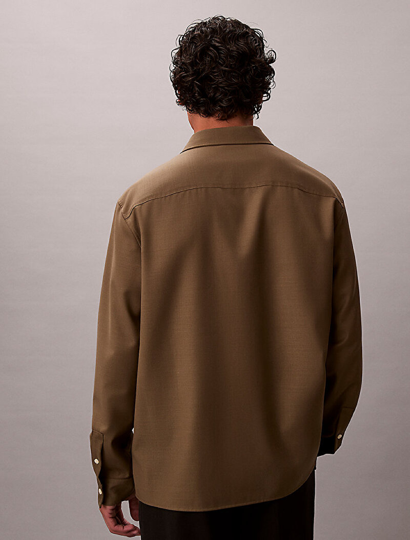 Calvin Klein Bej Renkli Erkek Travel Twill Easy Gömlek