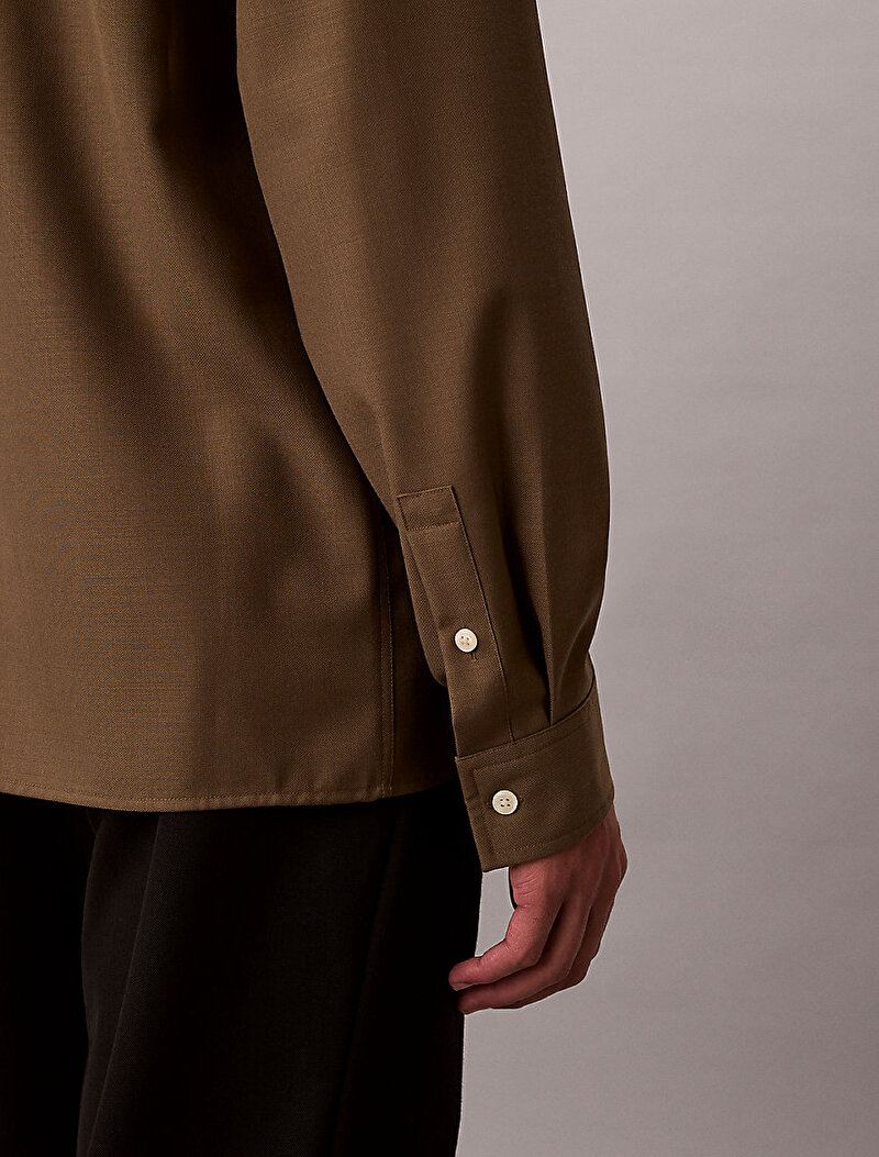 Calvin Klein Bej Renkli Erkek Travel Twill Easy Gömlek