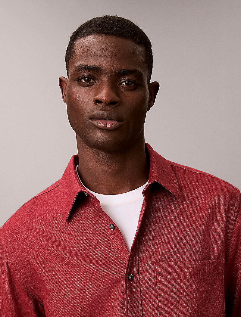 Calvin Klein Kırmızı Renkli Erkek Melange Flannel Gömlek