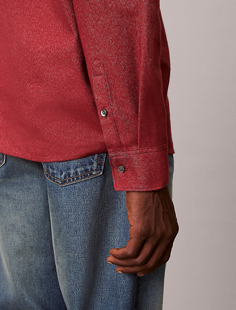 Calvin Klein Kırmızı Renkli Erkek Melange Flannel Gömlek